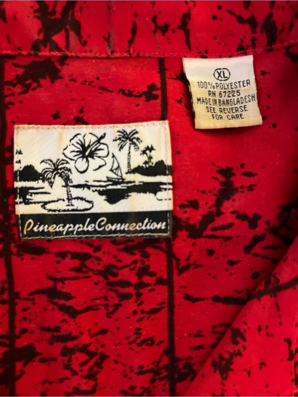 VTG Pineapple Connection Flame Shirt Mens XL Red Tribal Fire All Over Print Y2K